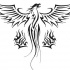 Original black stylized phoenix with fire elements tattoo design