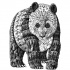 Original grey-ink panda bear in decorated armour tattoo design