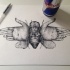 Original grey human-handed butterfly tattoo design