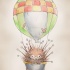 Original hedgehog flying in busket with huge balloon tattoo design
