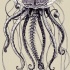 Original jellyfish with brained head in bubble helmet tattoo design
