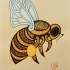 Original orange patterned bee in dotted contour tattoo design