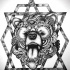 Ornate bear head tattoo design on geometric figures by Darya Admen