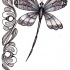 Ornate dragonfly anf floral frame tattoo design