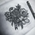 Ornate sparrow surrounded with flowers tattoo design