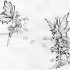 Outline fairy lovers and falling petals tattoo design
