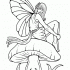 Outline fairy sitting on a huge mushroom tattoo design