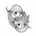 Outline fish couple swimming in circle tattoo design