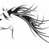 Outline horse head with fluttering mane tattoo design