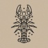 Outline lobster water animal figure with stars tattoo design