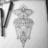 Outline moth over candle-shining street lamp tattoo design