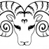 Outline ram head with zodiac sign on forehead tattoo design