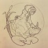 Outline roaring hippo head with reeds tattoo design