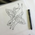 Outline running hare with butterfly wings tattoo design