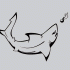 Outline shark hunting on golden snitch tattoo design