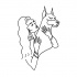 Outline woman and doberman tattoo design