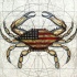 Patriotic american flag patterned crab tattoo design
