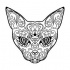 Patterned cat head with diamond sign tattoo design