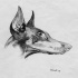 Pencil-drawn doberman head tattoo design by Frozen Pinky