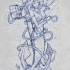 Pencilwork mermaid and roped anchor tattoo design
