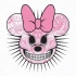 Pink-tattooed Minnie Mouse skull with big bow tattoo design
