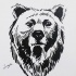 Plain black-and-white bear portrait tattoo design