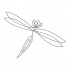 Plain black-line dragonfly with lotus head tattoo design
