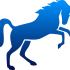 Plain full-blue unicorn silhouette tattoo design