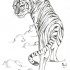 Pleased black-and-white tiger walking throuth white smoke tattoo design