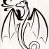 Pleased black cartoon dragon breathing with smoke tattoo design