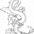 Pleased colorless dragon entwined with floral stem tattoo design
