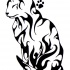 Pleased tribal cat with a paw print tattoo design