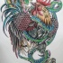 Poisonous cobra snake and angry rooster tattoo design