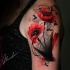 Poppy flowers tattoo on sholder for woman