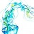 Posh blue-and-green waterolor reversed jellyfish tattoo design