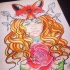 Pretty ginger girl and small fox head tattoo design