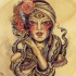 Pretty gypsy girl hanging a snake tattoo design