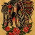 Pretty indian girl and black horse tattoo design