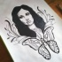 Pretty native american girl and a butterfly tattoo design