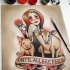 Pretty old school girl with domestic animals tattoo design