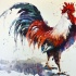Proud big watercolor rooster tattoo design