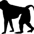 Proud full-black baboon silhouette tattoo design