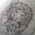 Proud uncolored lion keeping a flower in mouth tattoo design