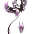Projeto de tatuagem de silhueta de phoenix tribal roxo e preto