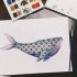 Purple-belly whale with beautiful geometric ornament tattoo design