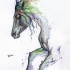 Purple animal with green-and-blue mane tattoo design
