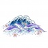 Purple dolphin flock diving under waves with cherry blossom tattoo design