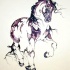 Purple horse striking with its hoof tattoo design