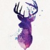 Purple watercolor deer head with blue spots tattoo design
