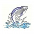 Purple whale jumping in blue waves tattoo design